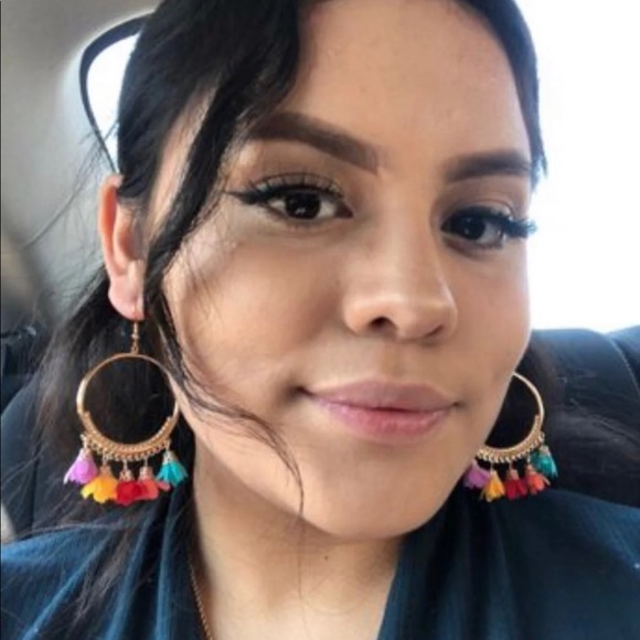 🔥3/$25🔥Tassel Drop Hoop Boho Earrings - Picture 6 of 6